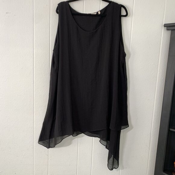 Soft Surroundings Womens 2X Tunic Top Sleeveless Layered Sheer Asymmetric Black - Picture 3 of 8
